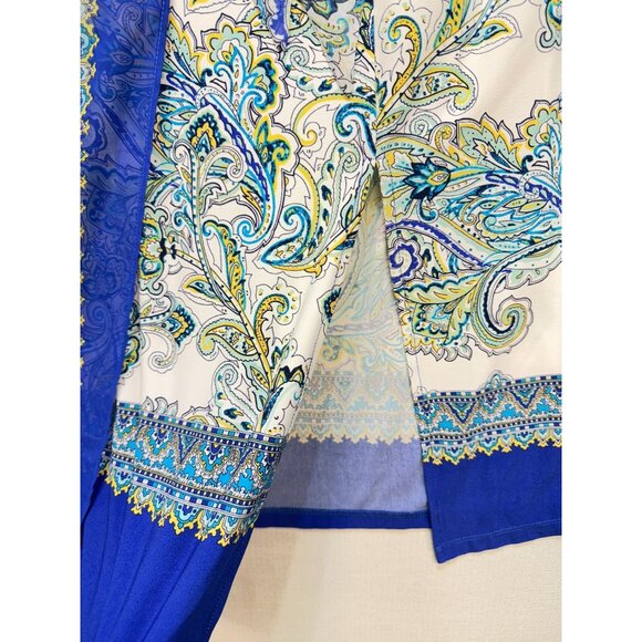 Susan Graver Womens Maxi Wrap Skirt Size S  Blue Paisley Boho Overlay Chiffon - Picture 10 of 16